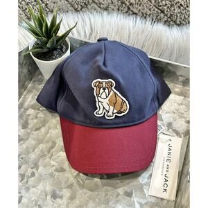 Janie and Jack Youth Boys Size 4-5 Years Bulldog Twill Hat Blue and Burgundy $26